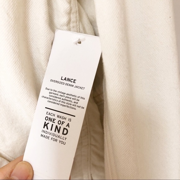 Hudson Cream Distressed Zip Up Bomber Denim Jacket Size XL - Picture 7 of 7